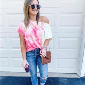 Pink Lily Dance All Day Coral Tie Dye Tee